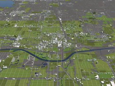 Oklahoma City 50x50km City Map Model 3D model