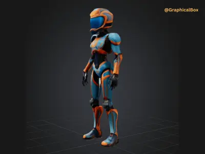 3D Female Astronaut Robot Model  3D model