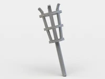 Torch wooden basket Low-poly 3D model