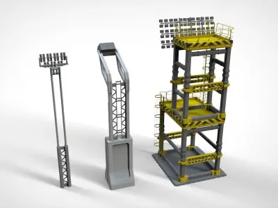 floodlight 7 stadium lighting tower 3D model