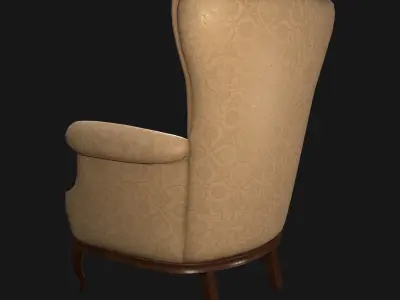 Chair PBR wingback Low-poly 3D model