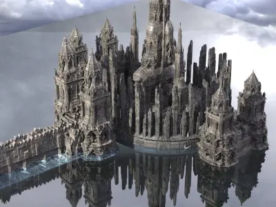 Undead Port Necro Sci fi city 3 3D model