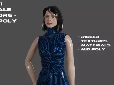 Sci-fi sexy female - Mid poly 3D model