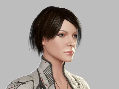 Female Sci Fi Soldier Low-poly 3D model get