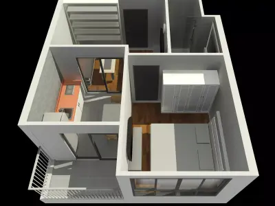 Apartment room by REVIT 25R17 3D model
