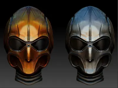 Alien Helmet two colors Low-poly 3D model