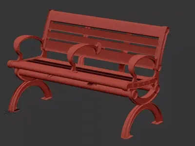 Cast Aluminum Classic Park Bench 3D model