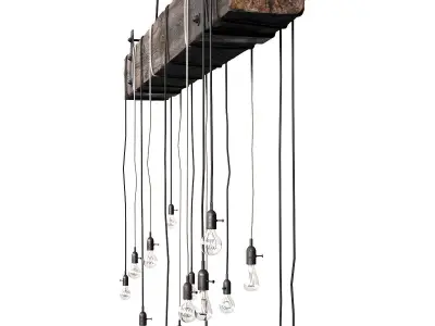 Wooden Chandelier 3D model