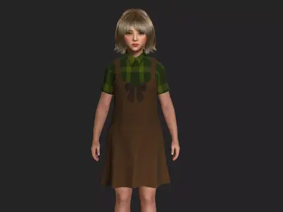 AAA 3D REALISTIC HUMAN CHARACTER - EUROPEAN LITTLE GIRL KIDS  Low-poly 3D model