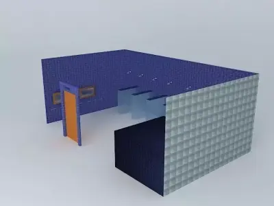 Shower bathroom with walls and orange door Free 3D model