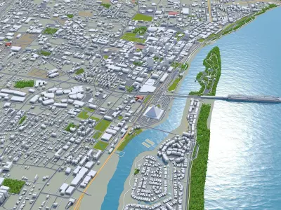 Memphis Downtown Tennessee USA Low-poly 3D model