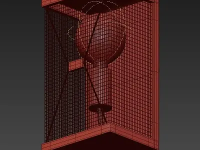 favourite caged wall light with bulb inside 3D model