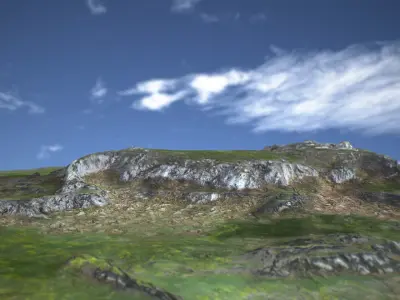PBR Cinematic Highlands Landscape Low-poly 3D model