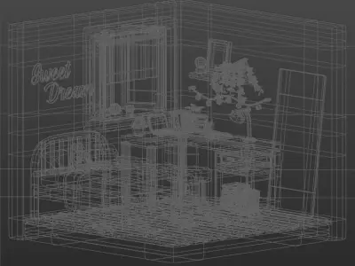 Isometic bedroom 3D 3D model