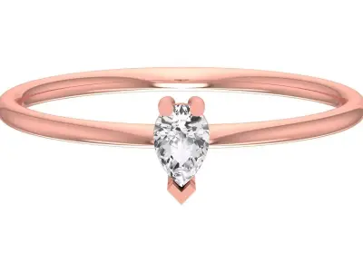 Solitaire Women Light Weight Pear Stone Band Ring 3D print model purchase