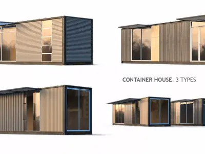 Container house 3 types 3D model