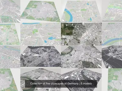 Collection of five cityscapes of Germany 3D Model Pack