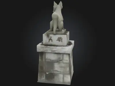 Fox Guardian Statue Mystical Shrine Protector  3D model