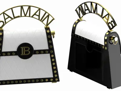 Balmain B Buzz Dynasty Small Bag Black White 3D model