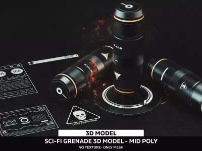 Grenade 3D Model  Low-poly 3D model