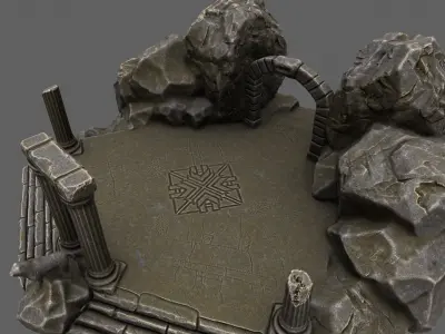 Temple rock Low-poly 3D model