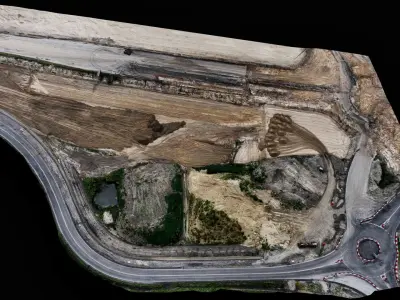 construction site road aerial PBR photogrammetry Low-poly 3D model