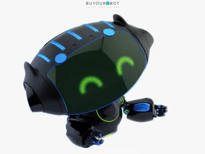 AERIAL BLACK CUTE CAT BOT 3D model