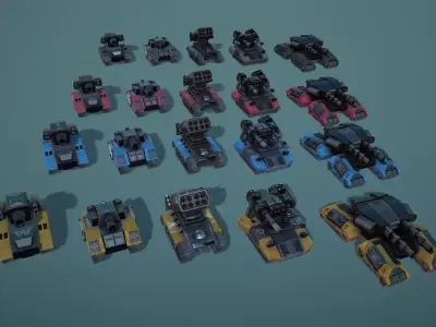 Modular Stylized Tanks Pack Low-poly 3D model