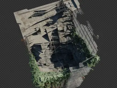 Abandoned Destroyed House overgrown with Evy Free 3D model