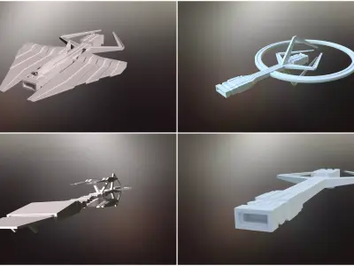 Sci-Fi war spaceships collection Low-poly 3D model