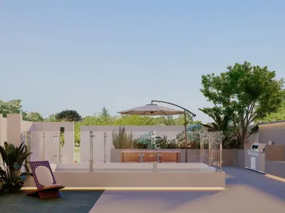Modern villa garden  courtyard  living roomcr 3D model