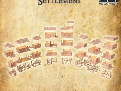 Marsh Settlement Tabletop Terrain 28 MM 3D print model