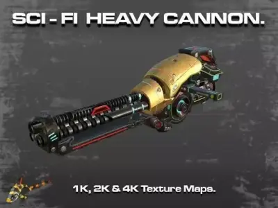 SCI-FI HEAVY CANNON Low-poly 3D model