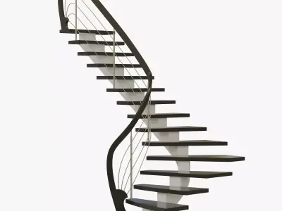 modern angular staircase 3D model