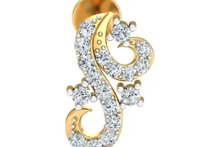 Yellow gold diamond earring-P2 E-33 3D print model