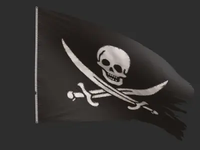 Pirate Flag - Calico Jack Rackham Low-poly 3D model