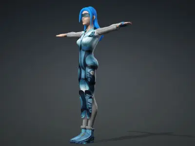 Sci fi toon girl  Low-poly 3D model