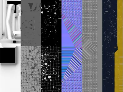 Ramp 4 PBR metal ladder with stripes 3D model