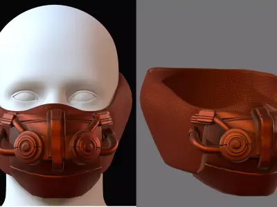 Gas mask helmet 3d model scifi Low-poly  Low-poly 3D model 302