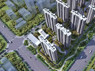 Modern Residential High-Rise Community 3D model