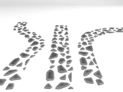 stone pathway 3 types 3D model Low-poly 3D model