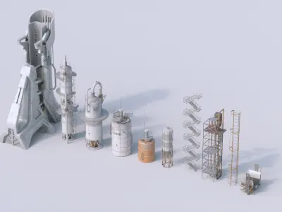 Silo City Kitbash 3D model