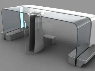 Modern Bus Stop7 Low-poly 3D model