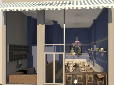 Cafe interior design classic 3D model