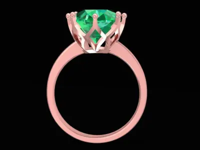 Elegant Oval Solitaire Women Ring  3125 3D print model