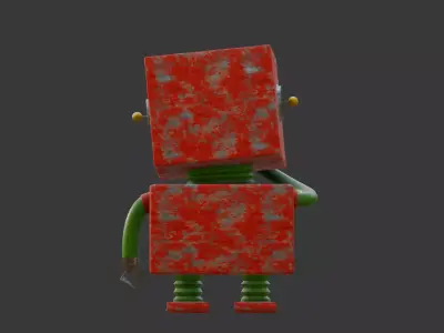 Rusty GlowBot The Cheerful Trash Collector Low-poly 3D model