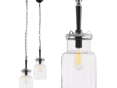 Haiti Hanging Lamp in Silver Low-poly 3D model