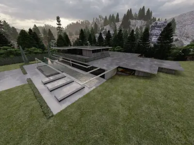 Forest villa-Casa Scene-Modern Villa 3D model 5