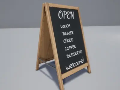 Coffee Shop Sign Low-poly 3D model