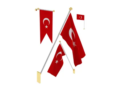 Flags of Turkey 3D model